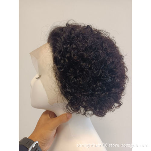 Sunlight Hd Lace Wig Virgin Human Hair Pixie Cut Perruque Belle Short Weave Glueless Peruvian Bob Front Pixie Curl human wig